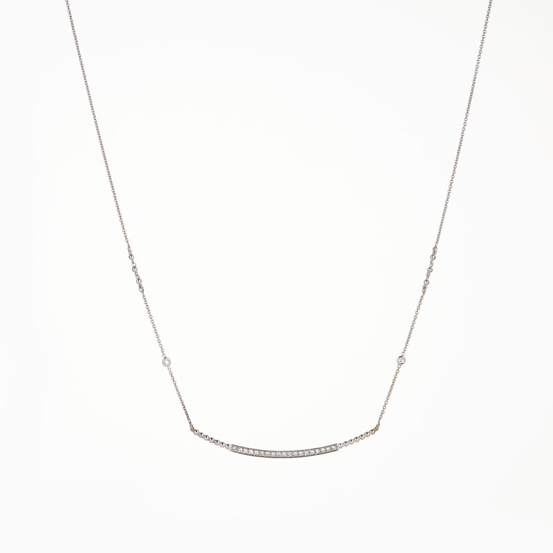 Always Yours 18k White Gold Gemstone-Embellished Bar Necklace