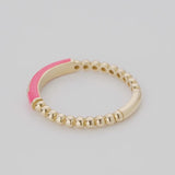18ct Gold Neon Pink Slim Ring with Diamonds