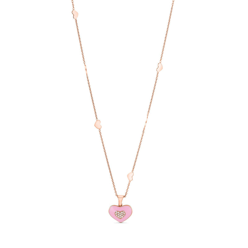 Mystical Love Rose Gold Diamond-Embellished Heart Necklace – Yellow