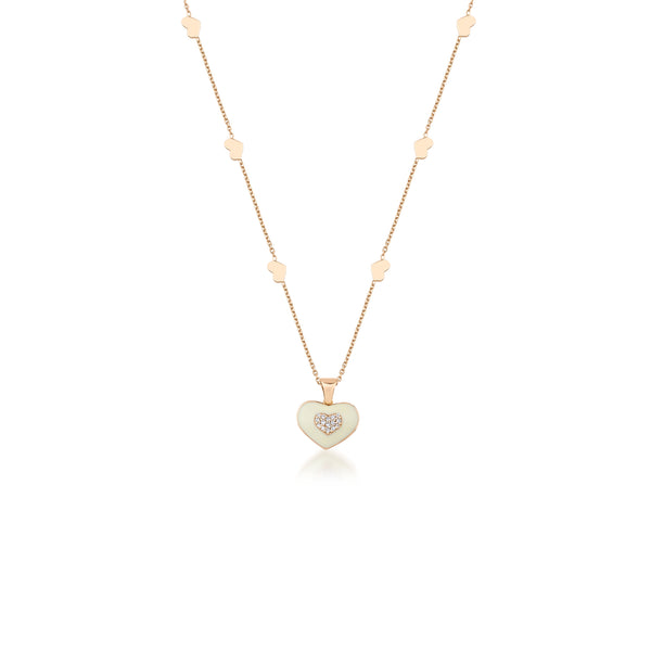 Mystical Love Rose Gold Diamond-Embellished Heart Necklace – Yellow