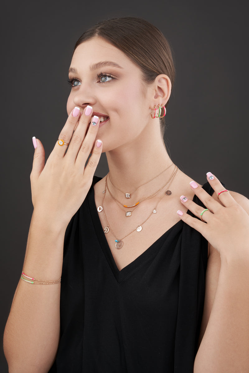 Destined Love 18k Rose Gold Diamond-Embellished Bar Necklace – Orange