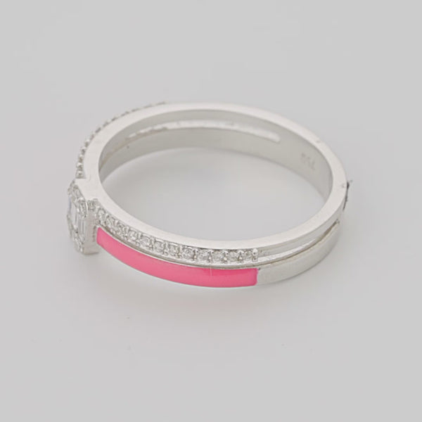 18ct Gold Neon Pink Candy Ring with Diamonds