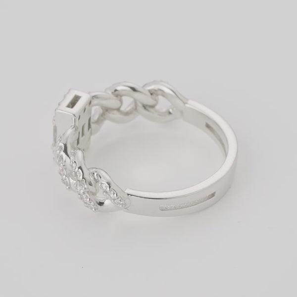 18ct White Gold Chain Style Baguette Diamond Ring