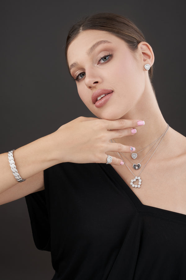 Heartful Romance 18k White Gold Diamond-Embellished Heart Pendant Necklace