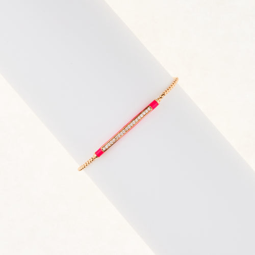 18ct Yellow Gold Neon Pink Rainbow Bracelet with Diamonds