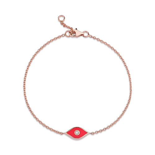 Rose Gold Coral Colour All-Seeing Eye Diamond Bracelet