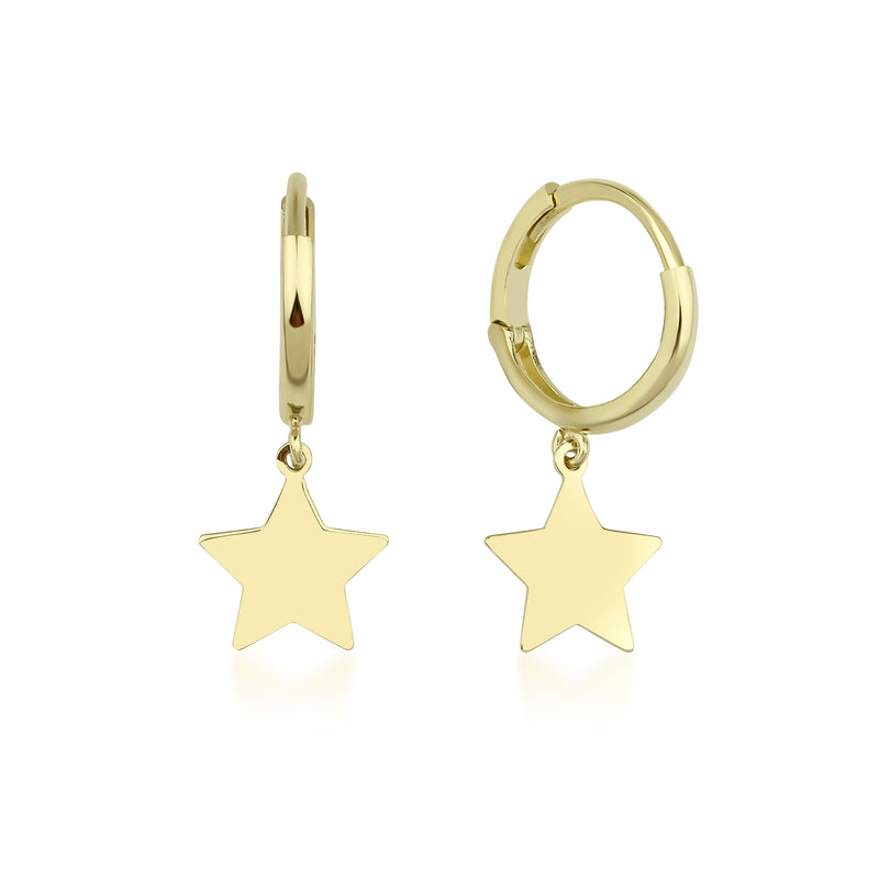14ct Yellow Gold Hoop Earrings with Star Charm