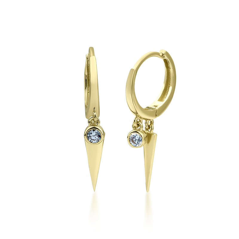 14ct Yellow Gold Hoop Earrings with Double Shape Charm