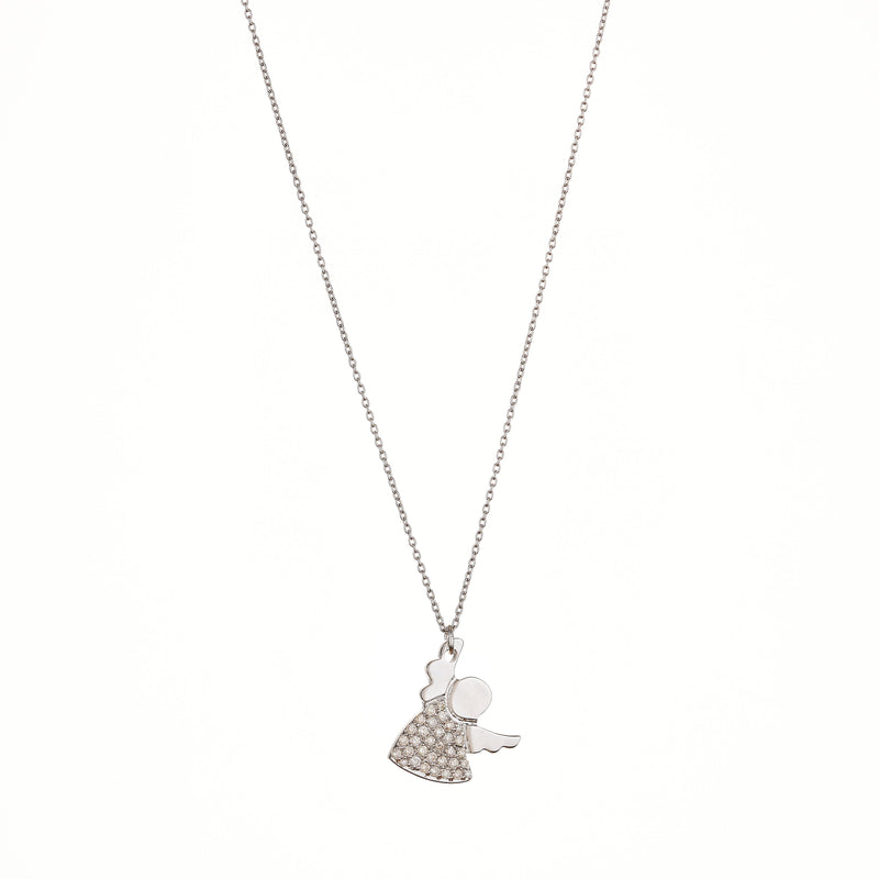 Rose Gold Celestial 18k Gemstone-Embellished Angel Pendant Necklace