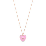 Sweet Heart 18k Gold Star Diamond-Embellished Heart Pendant Necklace - Pink
