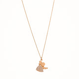 White Gold Celestial 18k Gemstone - Embellished Angel Pendant Necklace