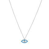 Blue-Love Spell Gemstone-Embellished Heart White Gold Pendant Necklace