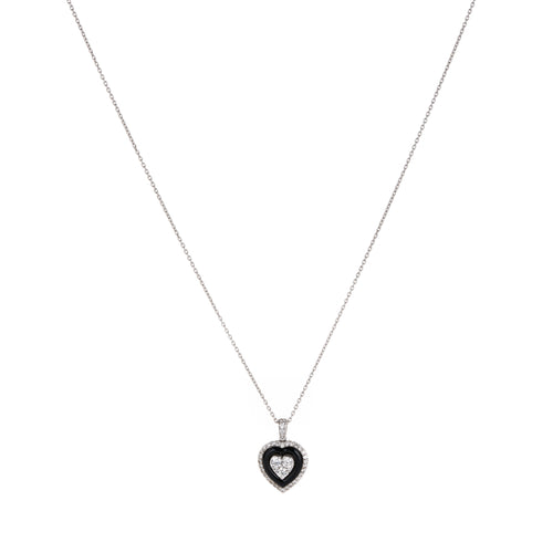 18ct White Gold Navy Themed Diamond Heart Pendant Necklace