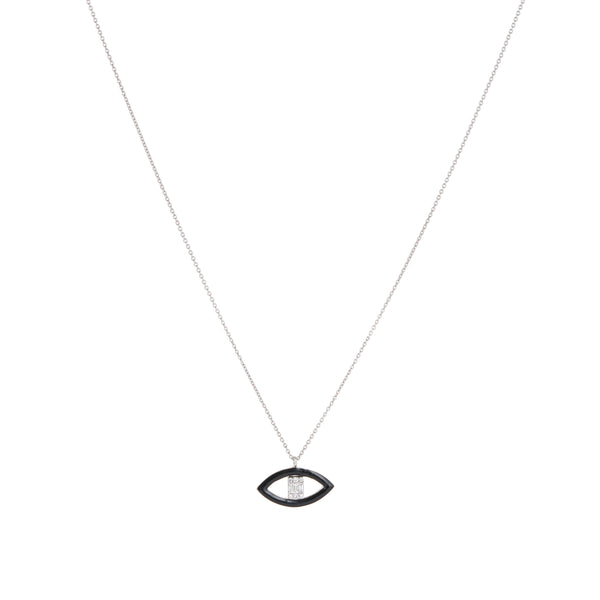 Black Onyx Love Spell Gemstone-Embellished Heart White Gold Pendant Necklace