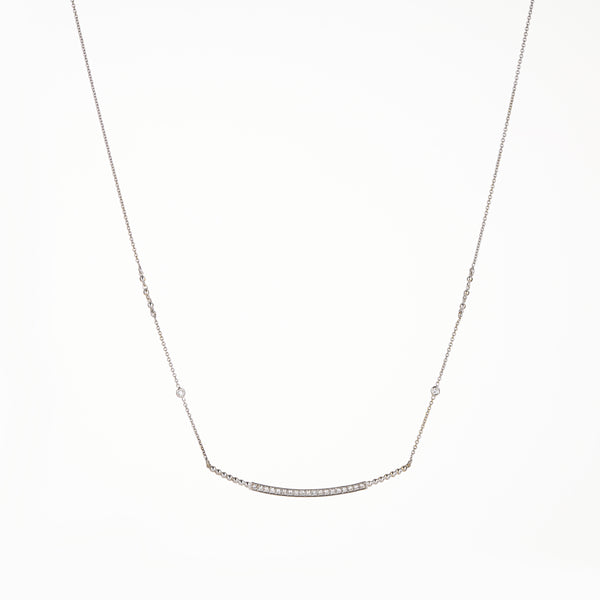 Always Yours 18k White Gold Gemstone-Embellished Bar Necklace