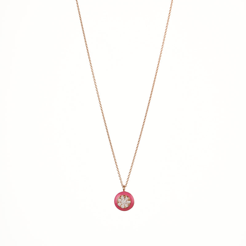 18ct Rose Gold Pink Candy Diamond Pendant Necklace
