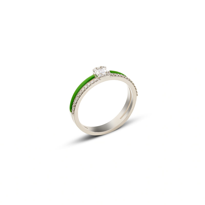 18ct Neon Green Candy Ring with Diamonds