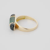 18ct Yellow Gold Malachite and Onyx Rectangular Gemstone Ring