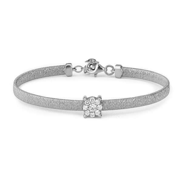 White Gold Bracelet with flower shaped cluster