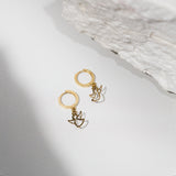 14ct Yellow Gold Hoop Earrings with Angel Charm