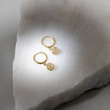 14ct Yellow Gold Hoop Earrings with Snowflake Charm