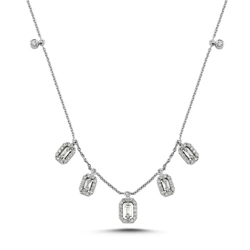 White Gold Five Cluster Diamond Necklace