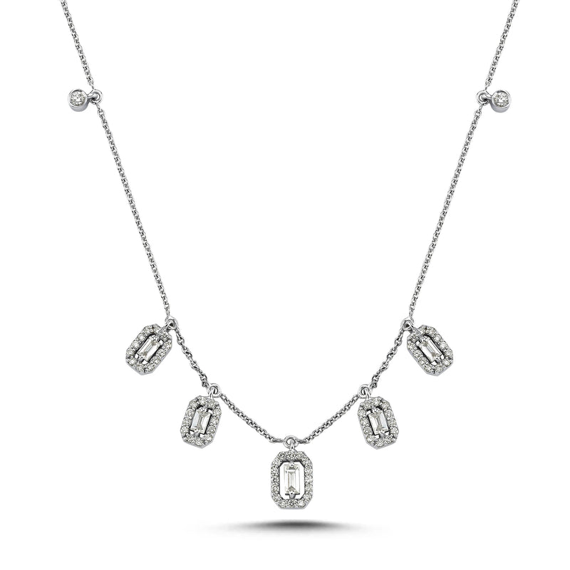 White Gold Five Cluster Diamond Necklace